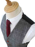 BDtailormade LIGHT GREY HOUNDSTOOTH PLAID TWEED 3 PIECE SUIT - BDtailormade TWEED SUITStweedmaker hockerty menstweedsuit