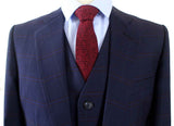 BDtailormade NAVY WINDOWPANE WORSTED 3 PIECE SUIT - BDtailormade Worsted Suittweedmaker hockerty menstweedsuit