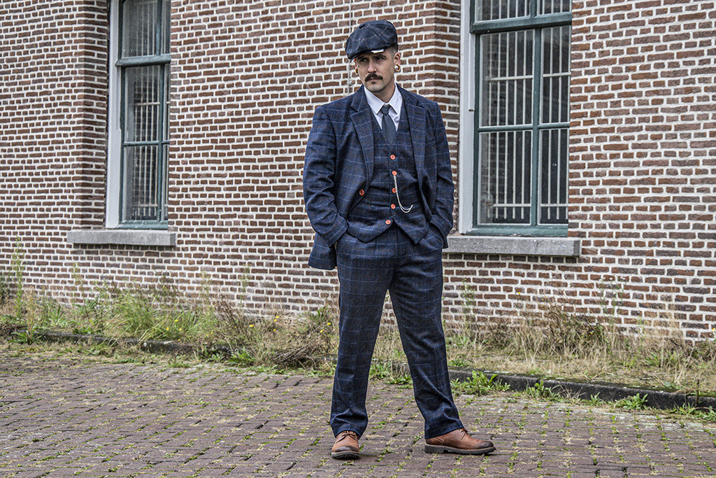 BDtailormade NAVY OVERCHECK TWILL TWEED 3 PIECE SUIT - BDtailormade TWEED SUITStweedmaker hockerty menstweedsuit