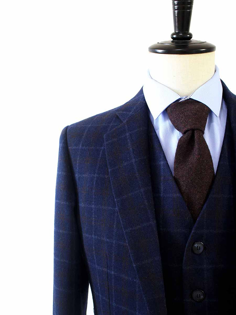 BDtailormade NAVY OVERCHECK TWILL TWEED 3 PIECE SUIT - BDtailormade TWEED SUITStweedmaker hockerty menstweedsuit