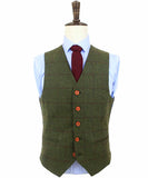BDtailormade OLIVE GREEN PLAID TWEED WAISTCOAT - BDtailormade tweedmaker hockerty menstweedsuit