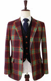 BDtailormade RAINBOW RED PLAID MIX & MATCH TWEED 3 PIECE SUIT - BDtailormade TWEED SUITStweedmaker hockerty menstweedsuit