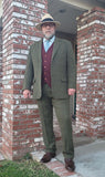 OLIVE GREEN PLAID TWEED 3 PIECE SUIT - BDtailormade