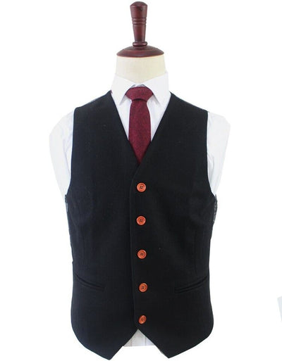 BDtailormade BLACK TWILL TWEED WAISTCOAT - BDtailormade tweedmaker hockerty menstweedsuit