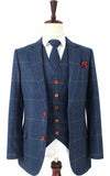 BDtailormade BLUE OVERCHECK PLAID TWEED 3 PIECE SUIT - BDtailormade TWEED SUITStweedmaker hockerty menstweedsuit