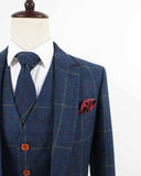 BDtailormade BLUE OVERCHECK PLAID TWEED 3 PIECE SUIT - BDtailormade TWEED SUITStweedmaker hockerty menstweedsuit