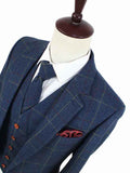 BDtailormade BLUE OVERCHECK PLAID TWEED 3 PIECE SUIT - BDtailormade TWEED SUITStweedmaker hockerty menstweedsuit