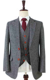 BDtailormade CLASSIC GREY BARLEYCORN TWEED 3 PIECE SUIT - BDtailormade TWEED SUITStweedmaker hockerty menstweedsuit