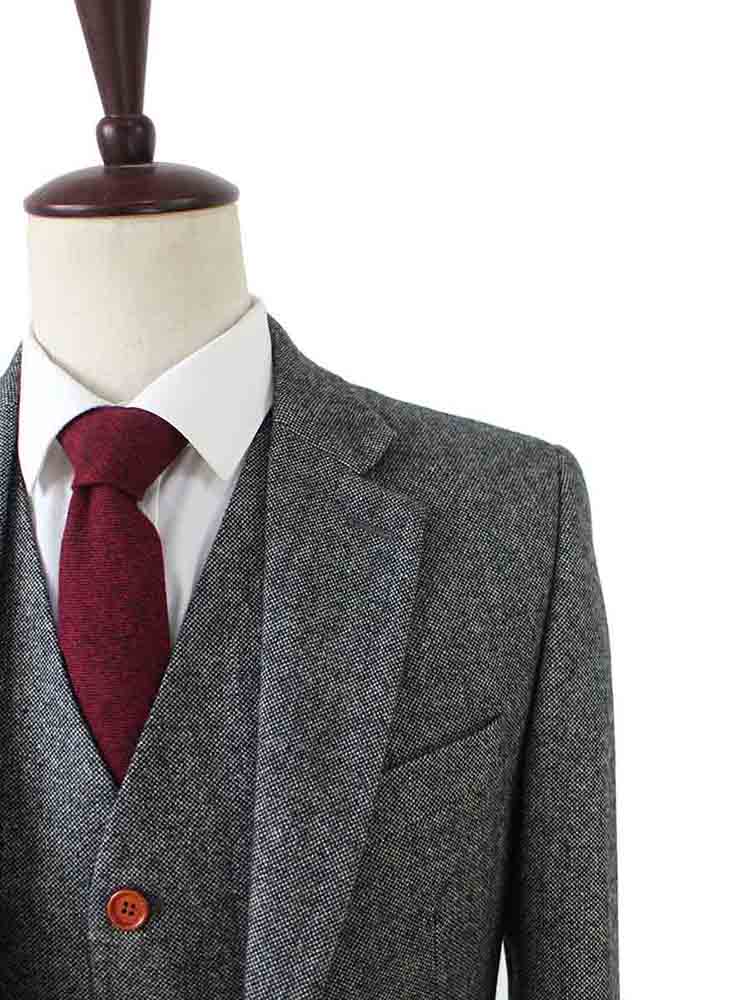 BDtailormade CLASSIC GREY BARLEYCORN TWEED 3 PIECE SUIT - BDtailormade TWEED SUITStweedmaker hockerty menstweedsuit