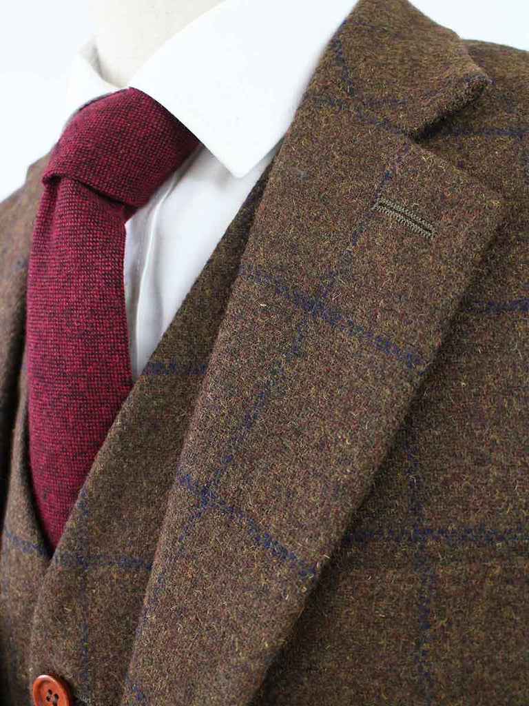 BDtailormade COUNTRY BROWN PLAID TWEED 3 PIECE SUIT - BDtailormade TWEED SUITStweedmaker hockerty menstweedsuit