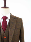 BDtailormade COUNTRY BROWN PLAID TWEED 3 PIECE SUIT - BDtailormade TWEED SUITStweedmaker hockerty menstweedsuit