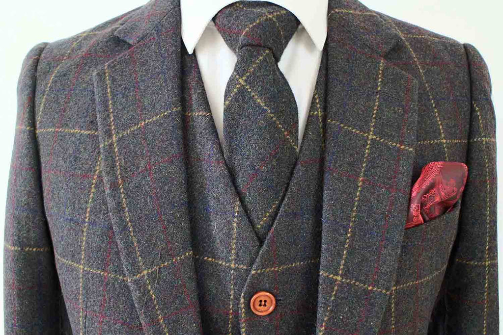 BDtailormade GREEN OVERCHECK PLAID TWEED 3 PIECE SUIT - BDtailormade TWEED SUITStweedmaker hockerty menstweedsuit