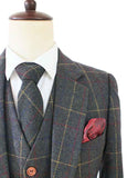 BDtailormade GREEN OVERCHECK PLAID TWEED 3 PIECE SUIT - BDtailormade TWEED SUITStweedmaker hockerty menstweedsuit