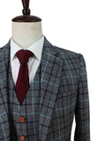 BDtailormade GREY BLUE HOUNDSTOOTH PLAID TWEED 3 PIECE SUIT - BDtailormade TWEED SUITStweedmaker hockerty menstweedsuit