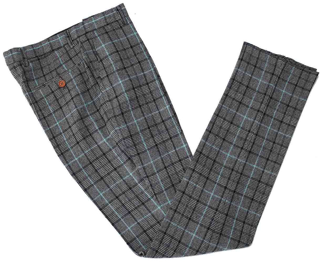 BDtailormade GREY BLUE HOUNDSTOOTH PLAID TWEED 3 PIECE SUIT - BDtailormade TWEED SUITStweedmaker hockerty menstweedsuit