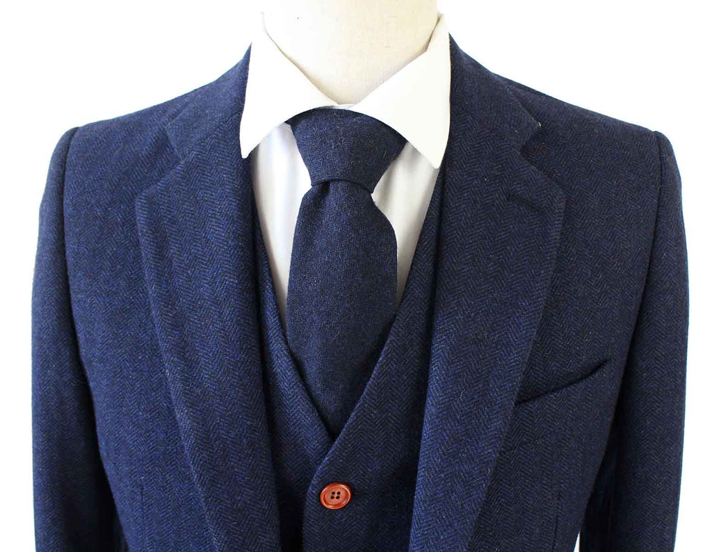 BDtailormade NAVY HERRINGBONE TWEED 3 PIECE SUIT - BDtailormade TWEED SUITStweedmaker hockerty menstweedsuit