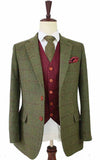 BDtailormade OLIVE GREEN PLAID TWEED 3 PIECE SUIT - BDtailormade TWEED SUITStweedmaker hockerty menstweedsuit