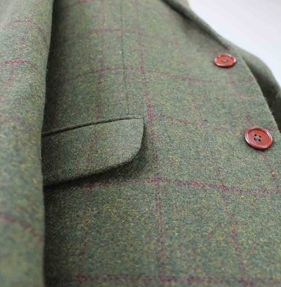 BDtailormade OLIVE GREEN PLAID TWEED 3 PIECE SUIT - BDtailormade TWEED SUITStweedmaker hockerty menstweedsuit