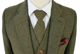 BDtailormade OLIVE GREEN PLAID TWEED 3 PIECE SUIT - BDtailormade TWEED SUITStweedmaker hockerty menstweedsuit