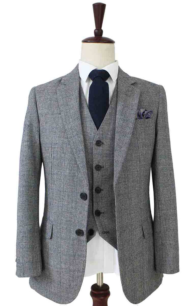 BDtailormade RETRO GREY PLAID TWEED 3 PIECE SUIT - BDtailormade TWEED SUITStweedmaker hockerty menstweedsuit